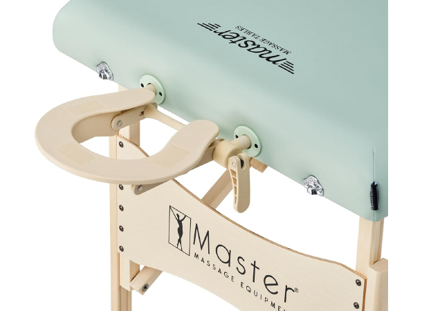 Ergonomic face cradle with memory foam for client comfort.