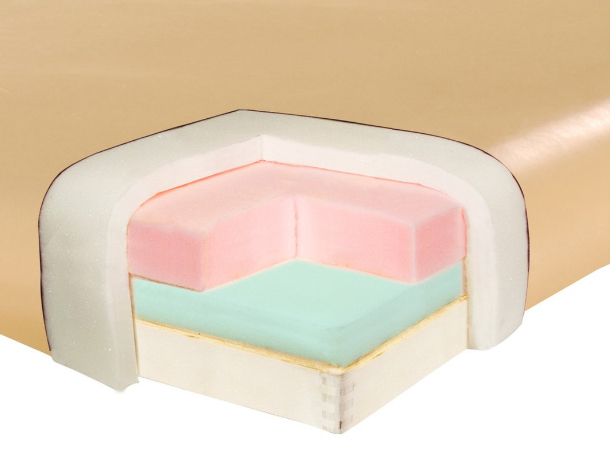 Durable, oil-resistant PU upholstery with reinforced denim backing on the Master Massage Balboa Table