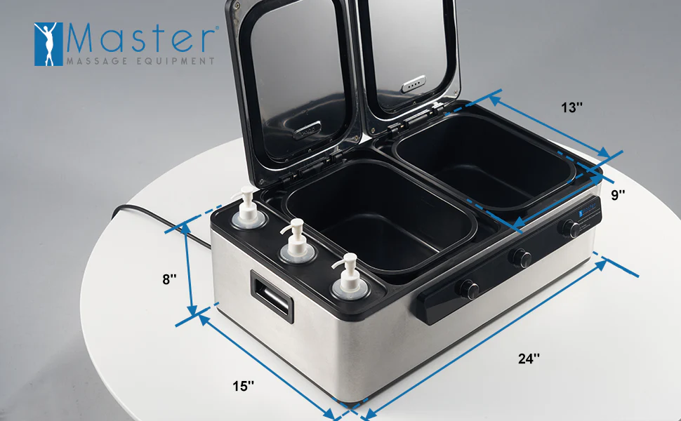 Compact multifunctional heater for wellness treatments.