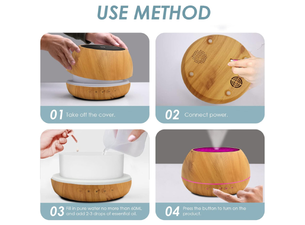 Essential Oil Diffuser with Remote Control and Waterless Auto Shut-Off