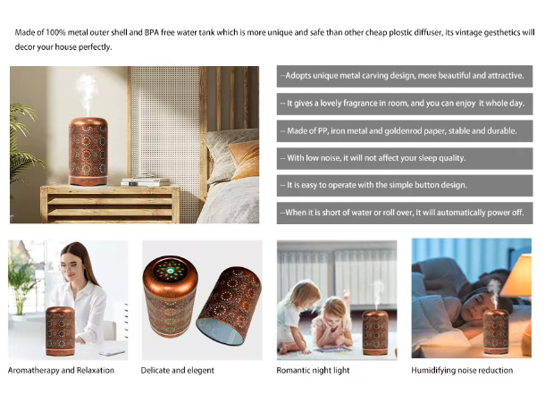 Bronze metal essential oil diffuser