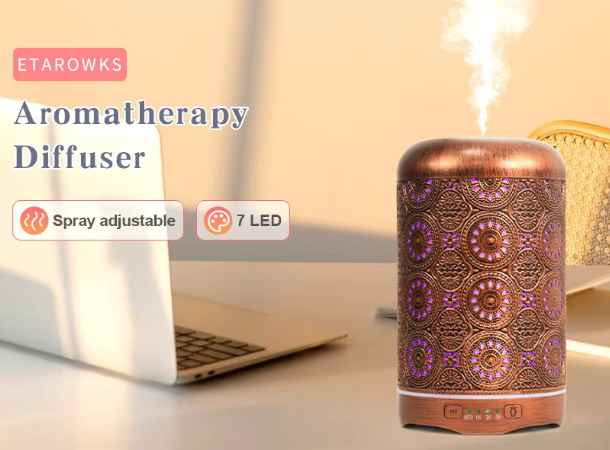 Close-Up of Bronze Metal Aroma Diffuser 250ml: Detailed view highlighting the sophisticated texture and finish of the bronze metal.