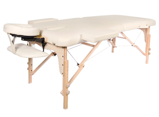 Height-Adjustable Portable Massage Bed in Beige