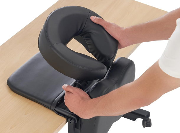 Chest pad and face cradle for enhanced comfort.