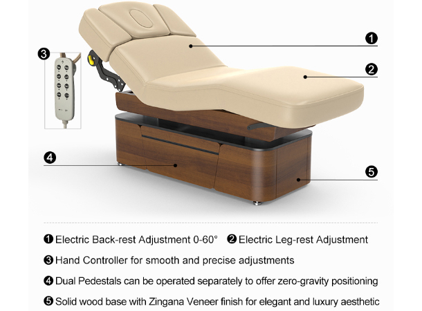 Professional electric massage bed for spa and salon treatments