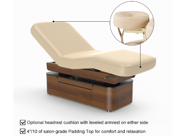 Sturdy and comfortable electric spa table for professional use