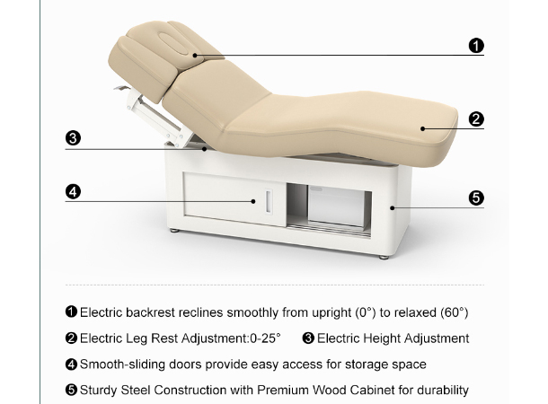 Electric stationary spa beauty bed with single pedestal base kingsley