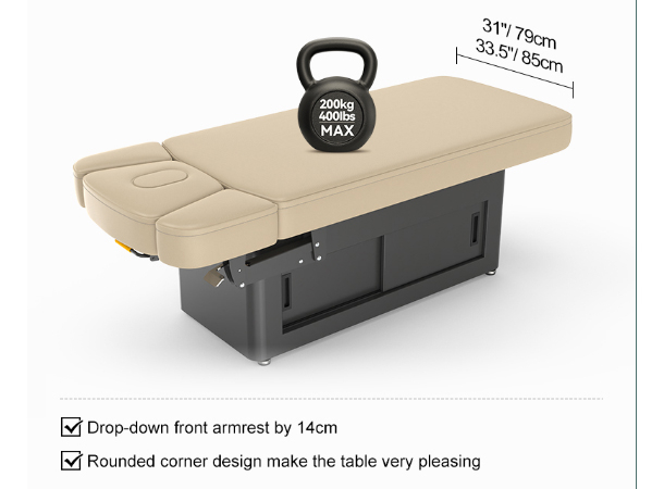 Premium PU upholstered Maxking spa table with foot pedal lift