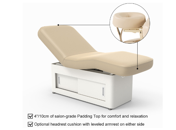Adjustable height potty spa treatment table with thick multi-layer foam cushioning