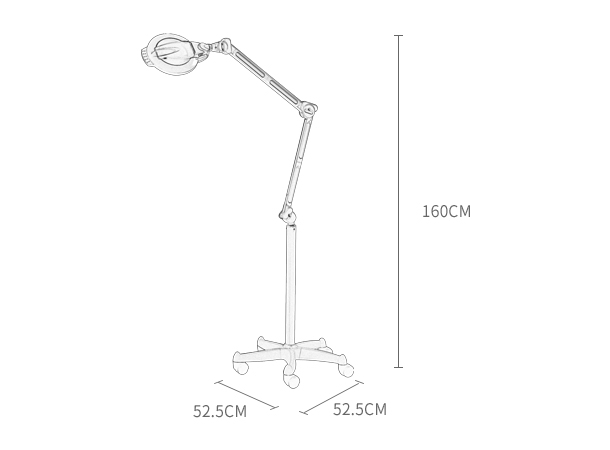 Adjustable height Doyen floor standing LED magnifying lamp for salon use