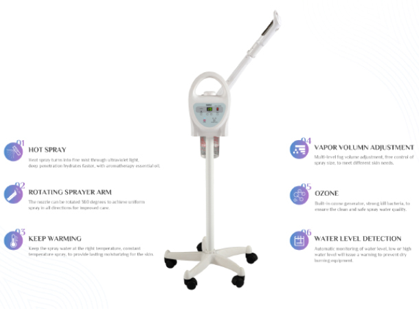 Multifunctional face steamer with digital control
