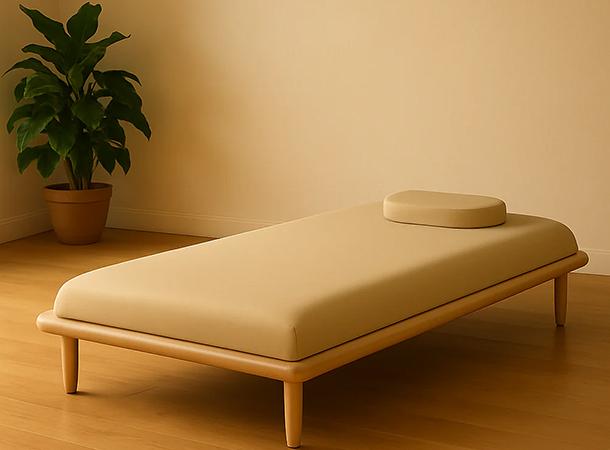 Sound healing vibroacoustic meditation bed in wellness space