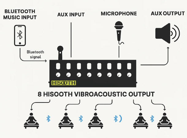Hisooth multi channel vibroacoustic control unit in studio setup