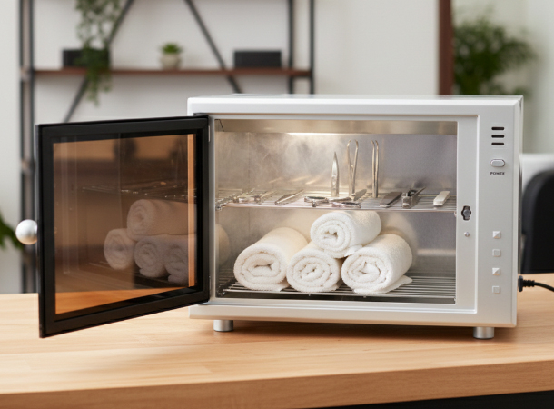 Beauty salon UV sterilizer cabinet for hygienic tool storage