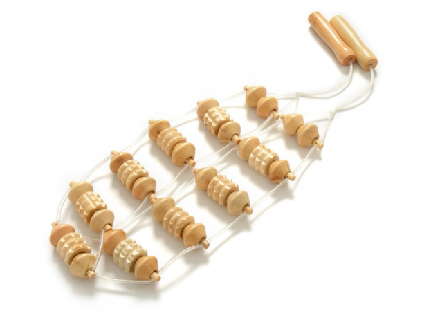 Wooden Back Self-Massage Strap with Rotating Rollers