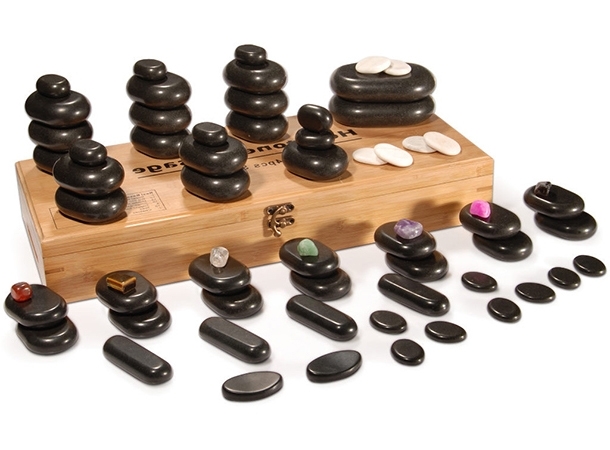 MASTER - Massage Hot Stone Set 64 Pcs -  Deluxe Black Basalt