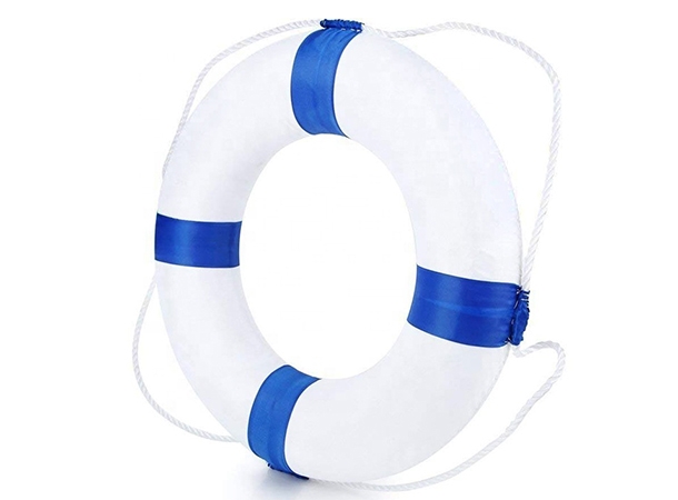 Life buoy Ring White with Blue Stripes