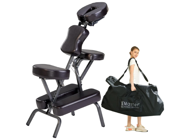 Foldable Massage Chair Coffee Luster with Carry Case